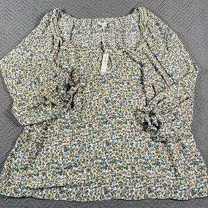 NEW Max Studio Plus Size 3X Floral Peasant Top